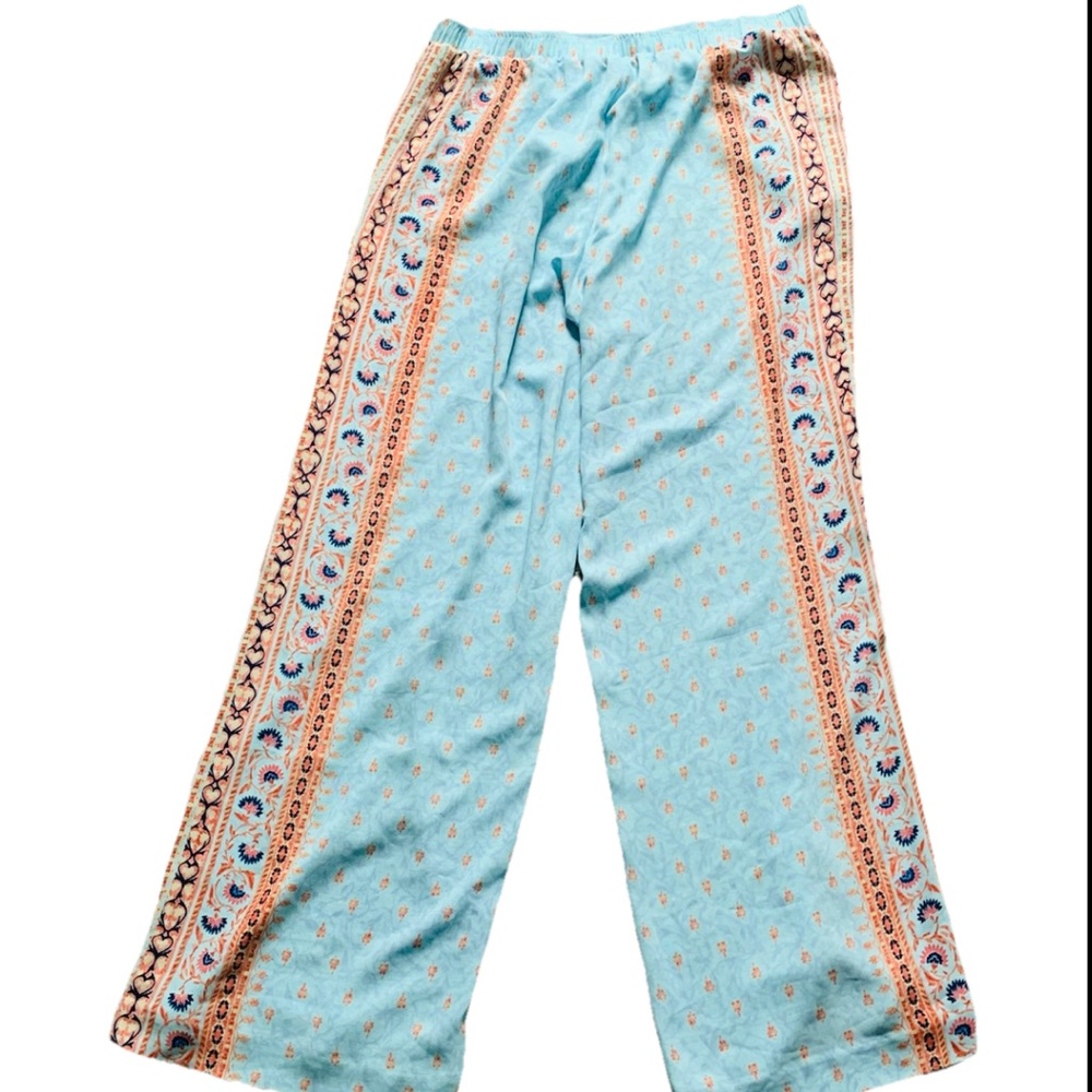 BCBGMaxAzria Sky Blue Patterned Wide Leg Pants